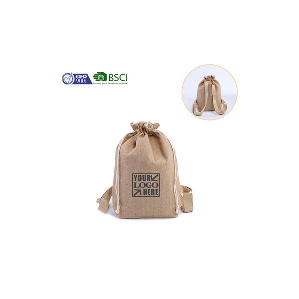 Storage Jute Drawstring Linen Present Shopping Backpacks