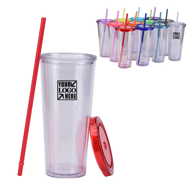 Wholesale Double Wall Plastic 24 oz with Lid Clear Tumbler