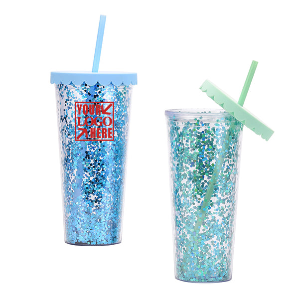 Beverage Bling Acrylic Travel Tumbler with Lid and Straw