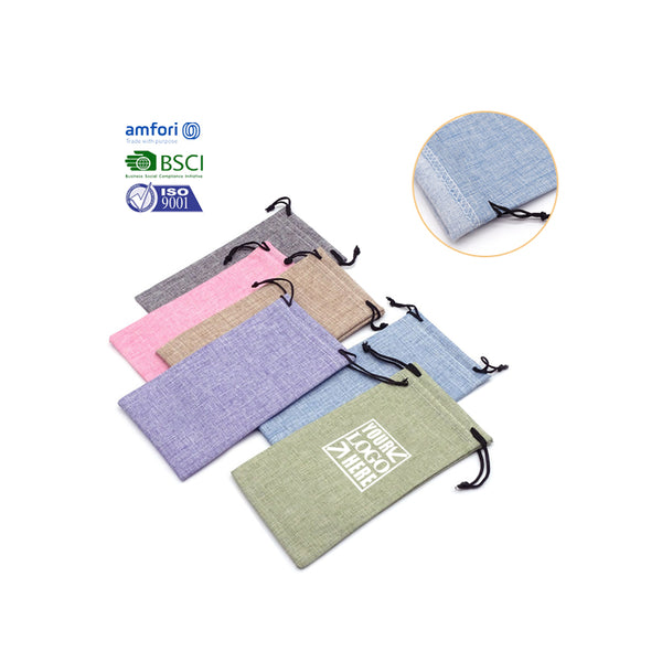 Anti-Scratch Linen Drawstring Protective Eye Glasses Pouch