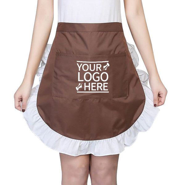 Kitchen Cooking Restaurant Women Ruffle Aprons with Pockets