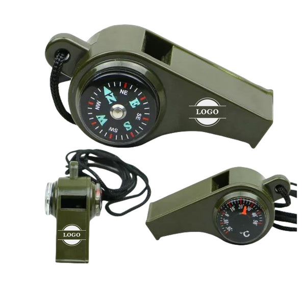 3 In 1 Emergency Survival Whistle With Compass Thermometer