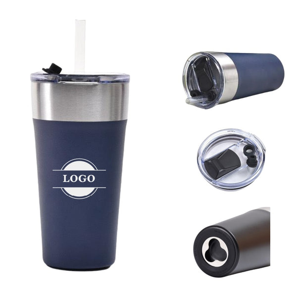 17 Oz Stainless Steel Insulated Tumbler with Lid Straw