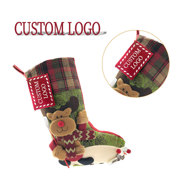 Custom Santa Claus Fireplace Hanging Christmas Stocking