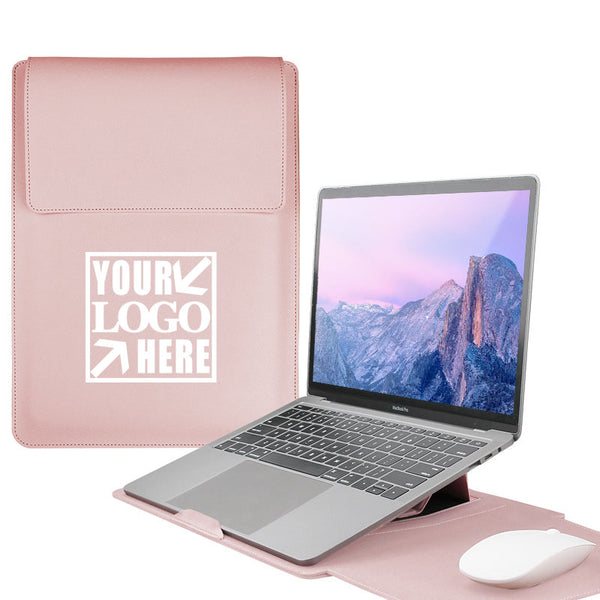 Foldable Stand PU Leather Laptop Sleeve Bag with Mouse Pad