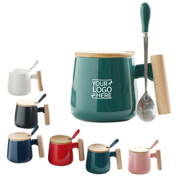 12.5 oz Fathers Day Gift Mug with Wood Lid Cover and Spoon