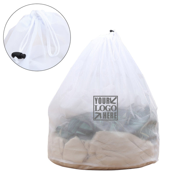 Medium Sized Travel Clothing Mesh Drawstring Laundry Bag