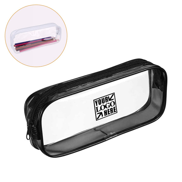 Clear PVC Zipper Pencil Case Big Capacity Bag Makeup Pouch