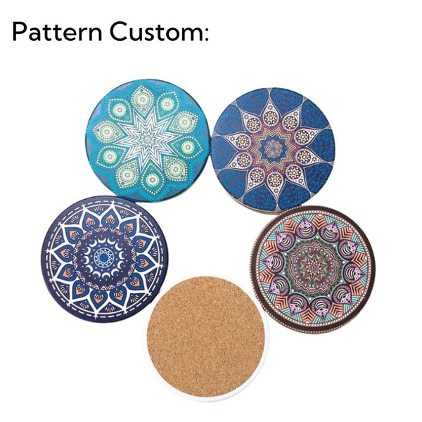 Ceramic Absorbent Coasters with Cork Base