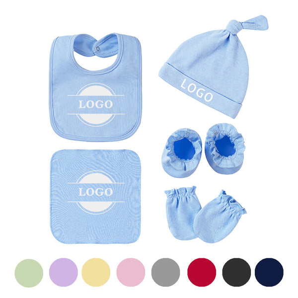 7 Pieces Set of Infant Hats Bibs Towels Gloves and Booties