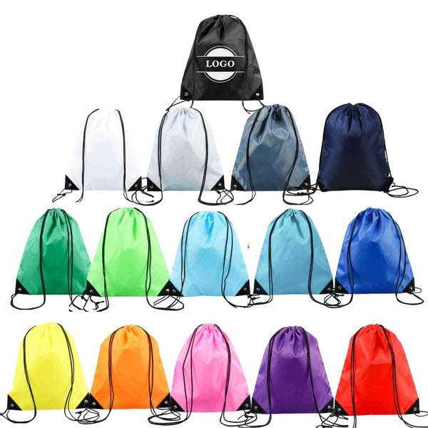 Drawstring Polyester Backpack Sports Gym Sackpack