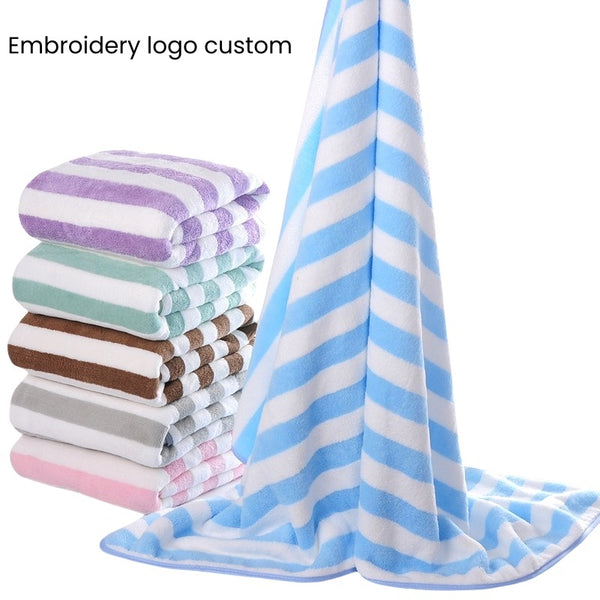 Microfiber Stripe Beach Towel Highly Absorbent Bath Towels