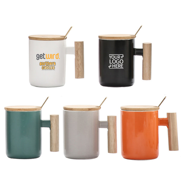 Birthday Gift Ceramic Coffee Cup With Lid And Spoon Mug