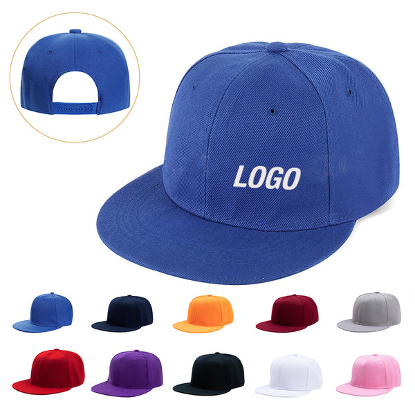 Plastic Snap Structured 6 Panel Snapback Flat Bill Cap