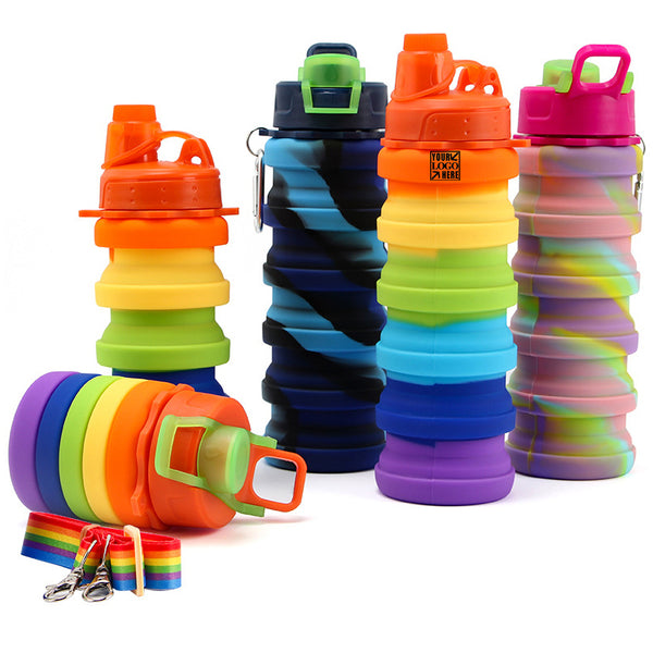 Rainbow Reusable BPA Free Silicone Foldable Sports