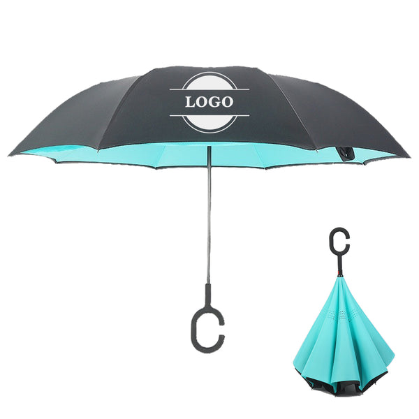 Handle Windproof Upside Down Umbrellas for Rain
