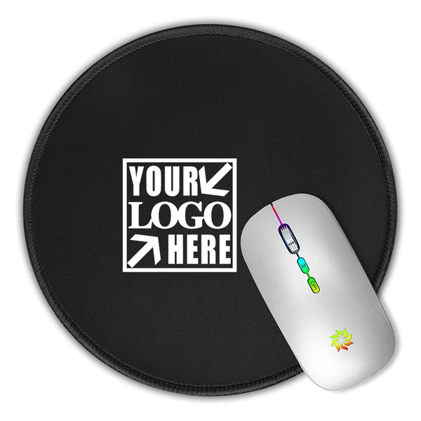 Small Round Rubber Computer Mouse Pad  with Stitched Edge