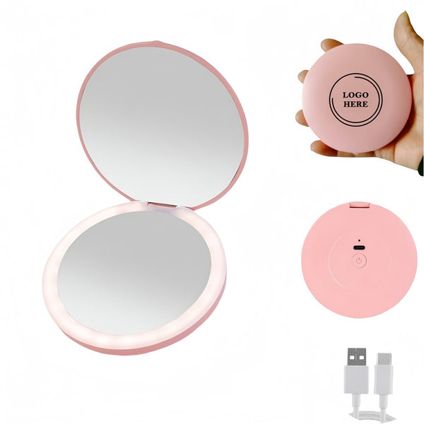 Compact LED Lighted Makeup Mirror with 2X Magnification