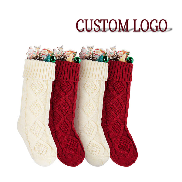 Hanging Gift Bag Acrylic Knit Christmas Stockings