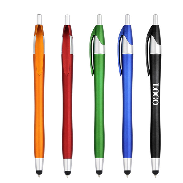 Retractable Ballpoint Pen Touch Pen Black 2 in 1