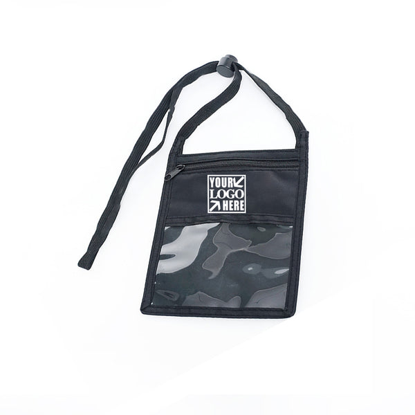 Travel Passport Wallet with PVC Window Adjustable Lanyard