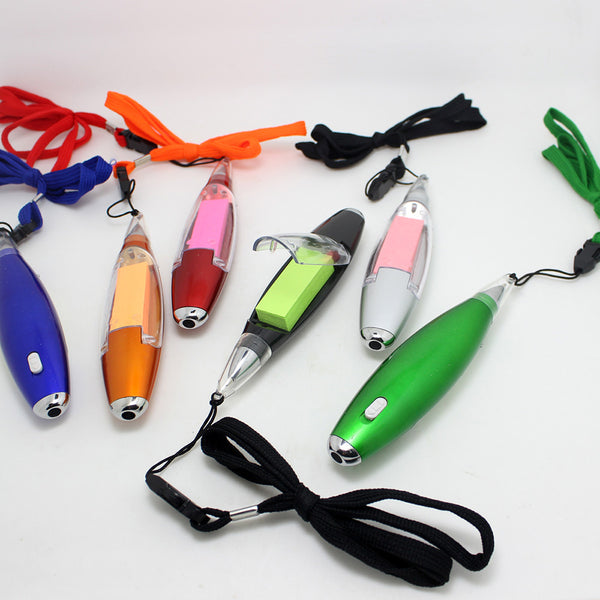 Multifunctional Pen With Lanyard Sticky Notes And Led Light