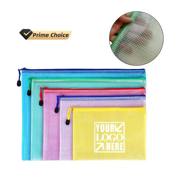 Waterproof  PVC Document Zipper Pouch Travel File Mesh Bags