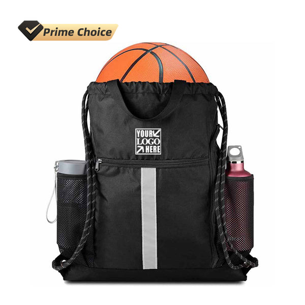 Sports Drawstring Bag With Shoe Compartment Bottle Holder