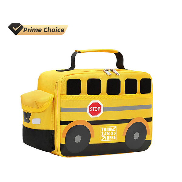 School bus Insulated Lunch bag for Kids Reusable Cooler tote
