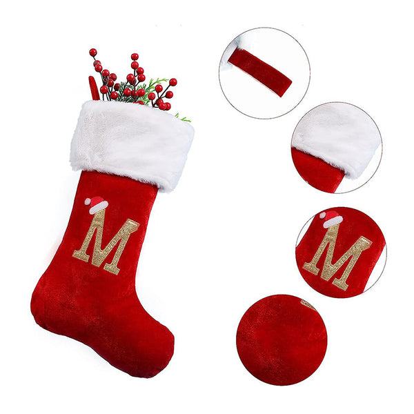 Christmas Stocking Ornament Embroidery Alphabet Knit