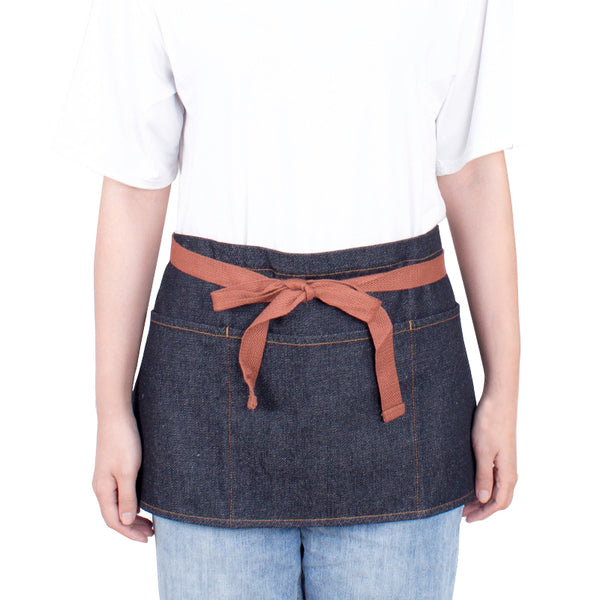Men and Women 3 Pocket Half Waist Bartender Denim Aprons