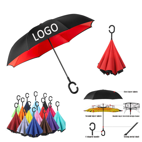 Double Layer Reverse Umbrella With C-Shaped Handle