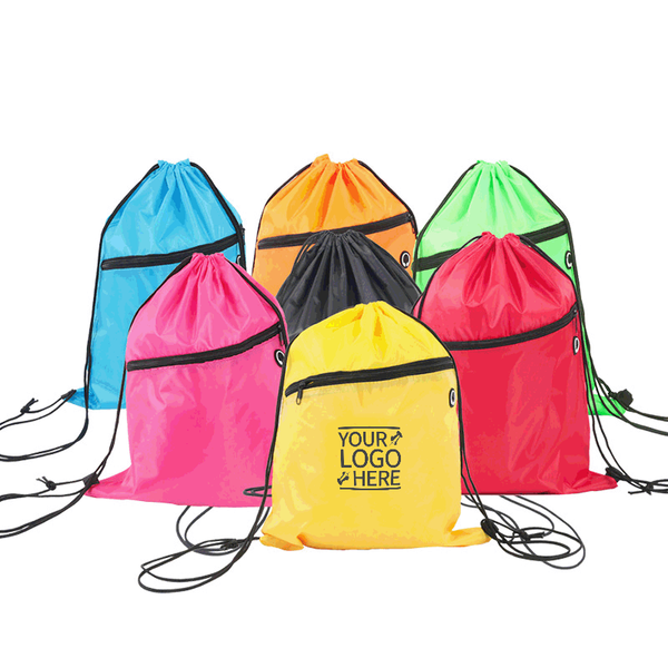 Marathon Outdoor Zipper Headphone Plug Drawstring Backpacks