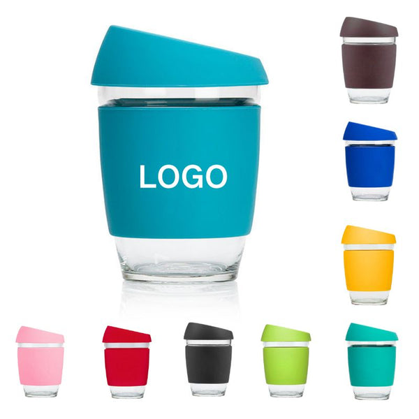 12oz Silicone Heat-Resistant Borosilicate Glass Coffee Cup