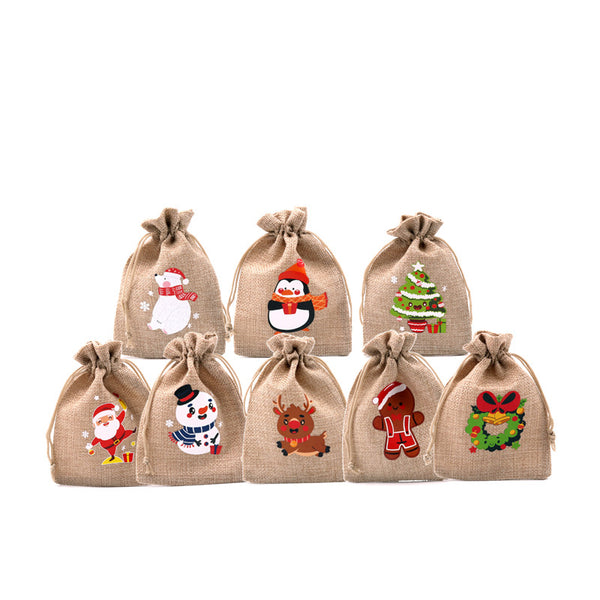 Cotton Linen Santa Sacks Christmas Present Bags