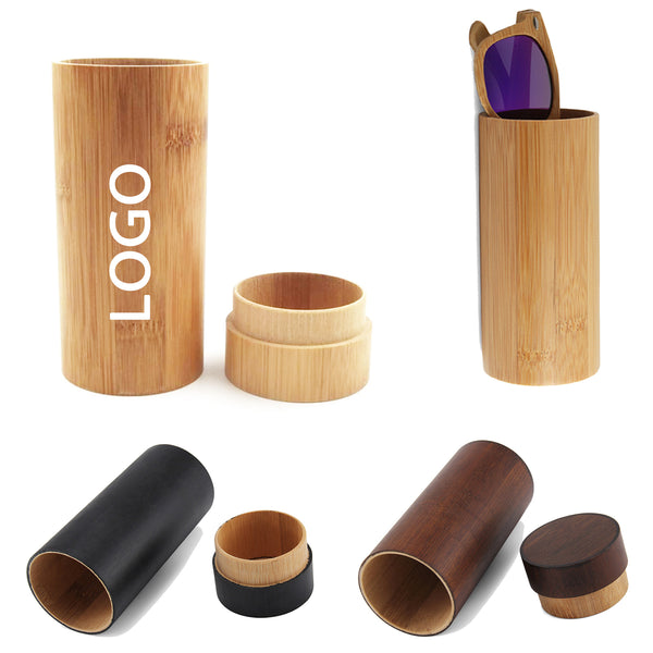 Cylindrical Bamboo Sunglasses Case