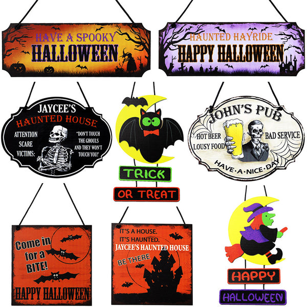 Halloween Christmas Welcome Home Wooden Door Signs Decor