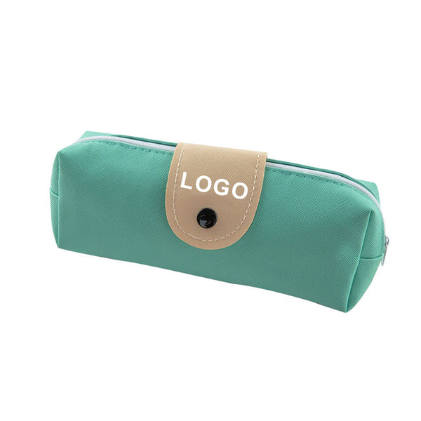 PU snap button pencil case simple stationery bag