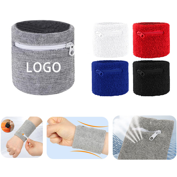 Sports Wristband with Zipper Pocket