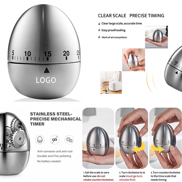 Egg Shaped Stainless Steel Timer