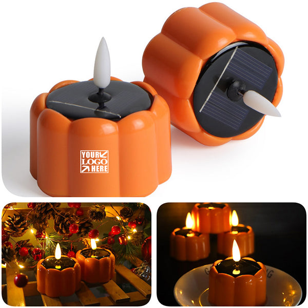 Pumpkin Flickering Tea Lights Battery Operated Solar Powered Flameless LED Candles