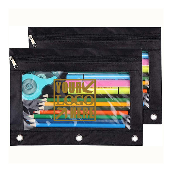 Pencil Pouch 3 Ring Zipper Pouches Case Binder Cosmetic Bag
