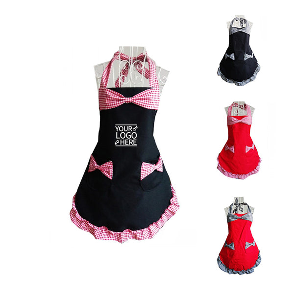 Vintage Housewife Lovely Bowknot Women Girls Kitchen Aprons