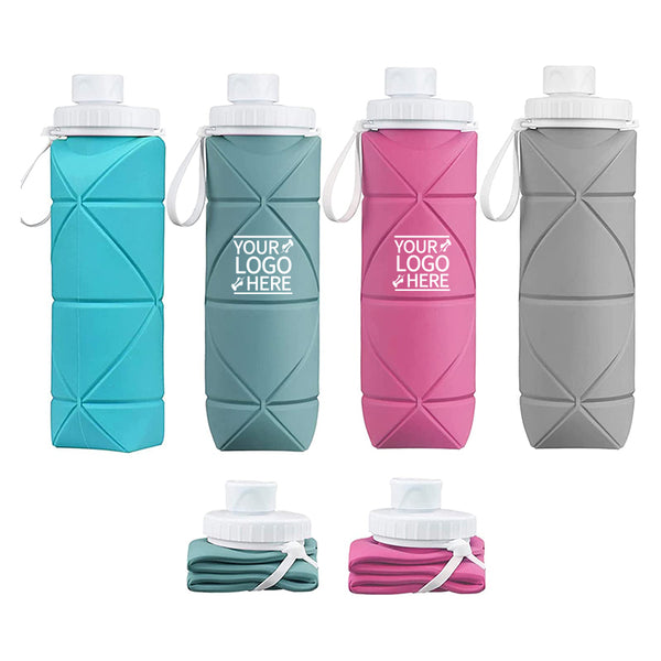 20oz Leakproof Reuseable Silicone Collapsible Water Bottles