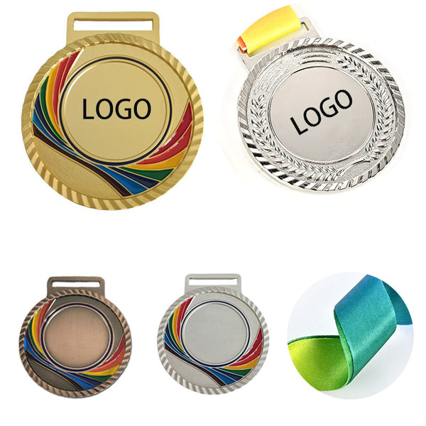 Metal Medal with Ribbon for Games Sports Competitions