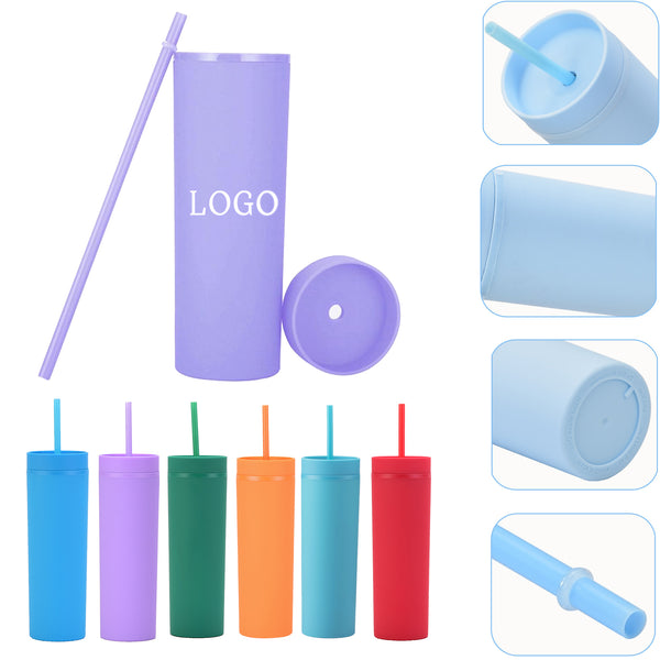 LLK1091 - 16oz Double Layer Cup with Lid and Straw