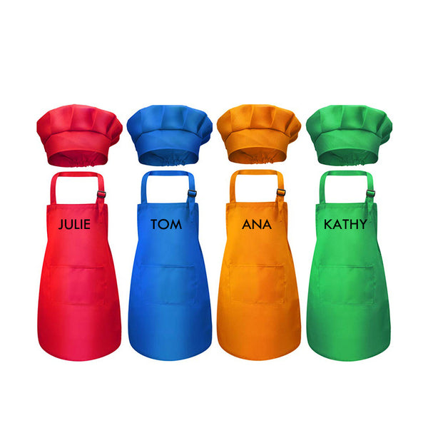 Child Custom Names Skin-friendly Kid Chef Apron with Hats