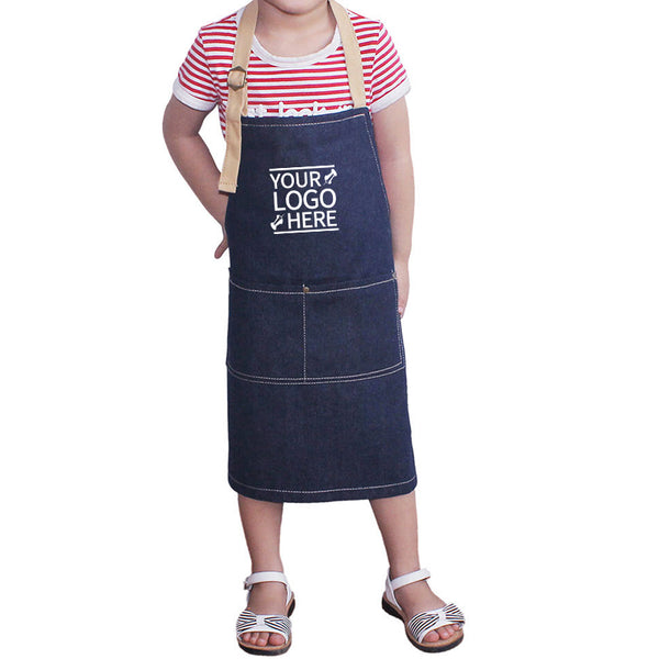 Adjustable Unisex Jeans Printed Custom Paint Apron for Kids