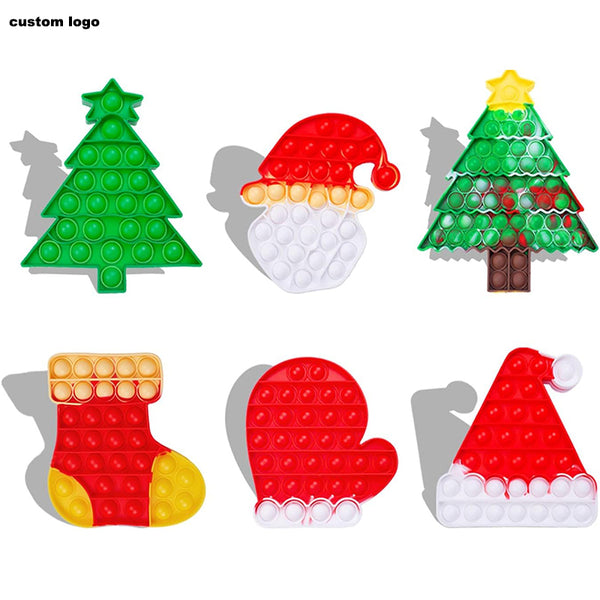 Santa Glove Pop It Fidget Toy - Optional Full-Color