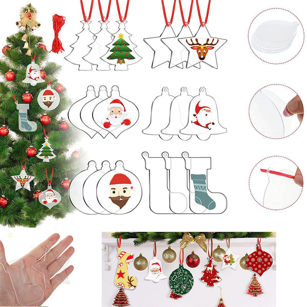 Blank Acrylic DIY Christmas Ornaments 10pcs/pack